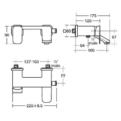 Смеситель для ванны Ideal Standard Tonic II (A6338AA) 1