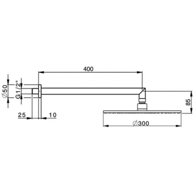 Верхний душ Cisal Shower (DS01362040) с держателем (черный матовый) 1