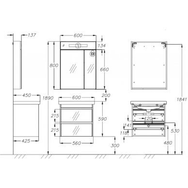Тумба для ванной Opadiris Фреш 60 белый/белое стекло 5