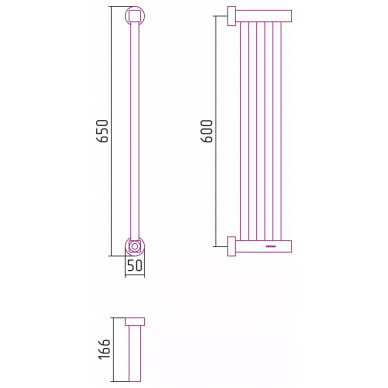 Полотенцесушитель электрический Сунержа Хорда 4.0 (00-0834-0600) (600х166) сталь 6
