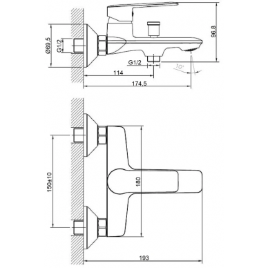 Смеситель для ванны Agger Clean (A2410000), с душем, хром 5