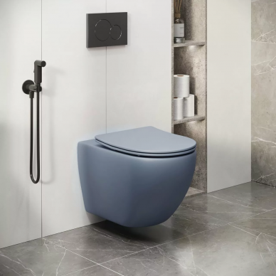 Чаша подвесного унитаза Grossman Color (GR-4411BSMS-21) голубой матовый, с микролифтом 5