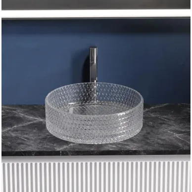 Раковина накладная Ceramicanova Cristal (CN6062) (36 см) стеклянная прозрачная 9