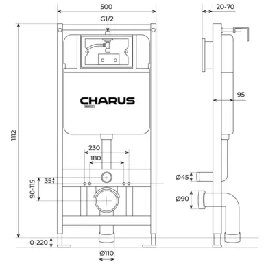 Инсталляция Charus Torre Bianco SET.126W.21.1 в комплекте с унитазом, безободковый, с сидением микролифт 7