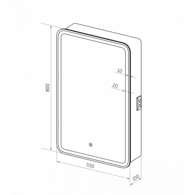 Зеркальный шкаф Art&Max Platino AM-Pla-550-800-1D-L-DS-F 55x80 см с LED подсветкой, bianco lucido 6