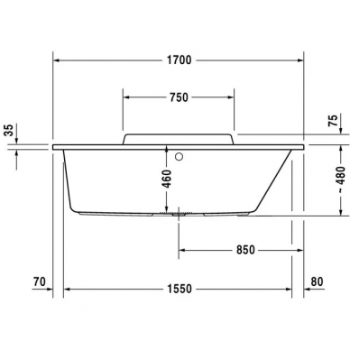 Акриловая ванна Duravit DuraStyle 170x70 DX (700295000000000) с ножками 5