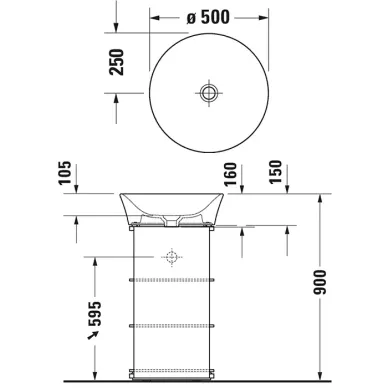 Duravit White Tulip Раковина накладная Ø50см, без перелива, без отв., WonderGliss, цвет: белый 23655000701 8