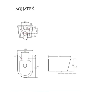 Комплект унитаз с инсталляцией, кнопкой и сиденьем SET AQUATEK ОБЕРОН T-012 4в1 безободковый 7