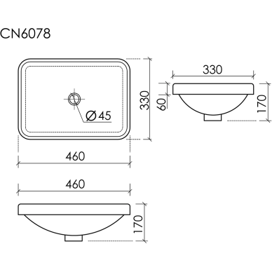 Раковина встраиваемая Ceramicanova Element CN6078 46 см, белая 5