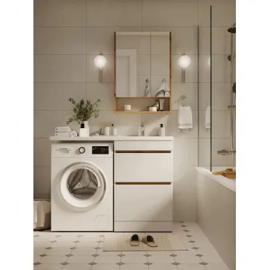 Тумба для ванной VIANT Мальта VMAL120BELLA-T2Y под столешницу для стиральной машины, белая/Дуб вотан 6