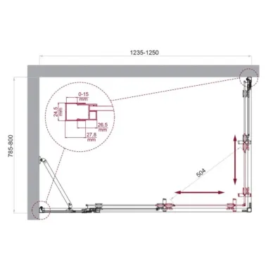 Душевой уголок BelBagno Luce LUCE-AH-21-125/80-C-Cr 125x80 см, хром/прозрачное стекло 5