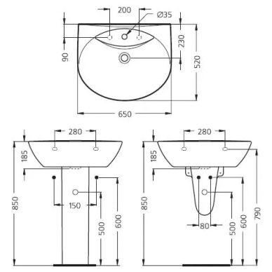 Раковина Ideal Standard Ocean (W306001) (65 см) 1