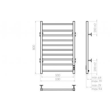 Полотенцесушитель электрический Vincea (VTD-1LBE) (530х800) черный с таймером 5