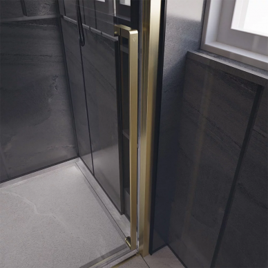 Душевая дверь Veconi Premium Trento PTD-30G (PTD30-G-140-01-C4) 140х200 см, профиль брашированное золото/стекло прозрачное 5