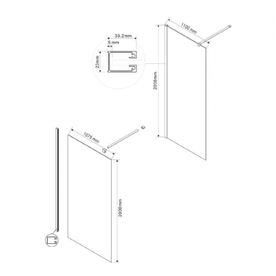 Душевая перегородка Vincea Walk-In (VSW-1H110CG) 110х200 см, профиль хром/стекло тонированное 1