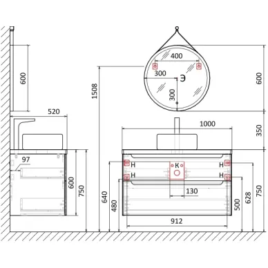 Тумба для ванной Jorno Wood 100 Wood.01.100/P/W подвесная, 100 см, белая 5