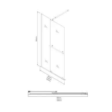 Душевая перегородка Niagara Nova NG-671-12BLACK 120х200 стекло прозрачное/профиль чёрный, раздвижная 8