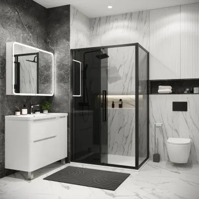 Душевой уголок Grossman Cosmo 130х80х195 см, стекло тонированное/профиль чёрный 7