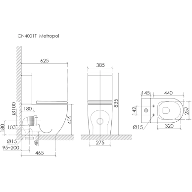 Унитаз напольный Ceramicanova Metropol CN4001TMB микролифт, чёрный матовый 5