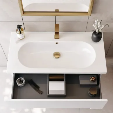 Тумба с раковиной ORKA Lodi 5005884 80 см, белый/золото 7