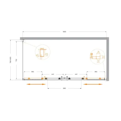 Душевой уголок Cezares Molveno MOLVENO-AH-2/1-170/80-C-Cr-IV 170х80 профиль хром/стекло прозрачное 5