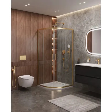 Душевой уголок Cezares Molveno MOLVENO-R-2-100-C-BORO-IV 100x100 профиль брашированное золото/стекло прозрачное 0