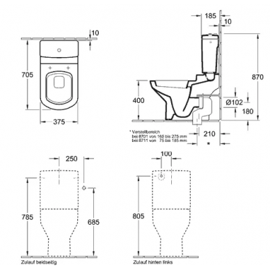 Чаша для напольного унитаза Villeroy & Boch Sentique (562510R1) 1