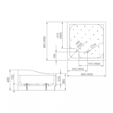 Душевой поддон Radaway Korfu C800 (4C88400-03) 80x80 1