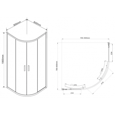 Душевой уголок Vincea Garda (VSQ-1G800CL) 80x80х190 см, профиль хром/стекло прозрачное 5