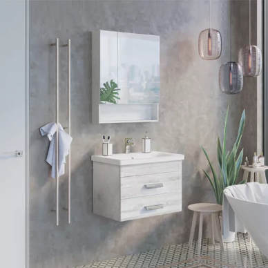 Тумба для ванной Comforty Никосия-70П (70 см) (дуб белый) 6