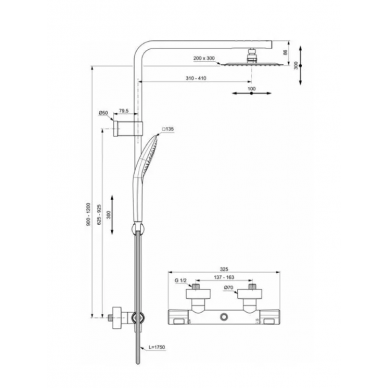 Душевая система Ideal Standard Ceratherm T50 (A7705AA) термостатическая, хром 8