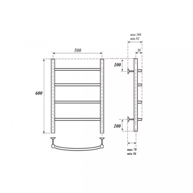 Полотенцесушитель водяной Point (PN04156BR) П4 500x600, бронза 2