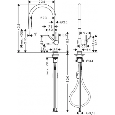 Смеситель для кухни Hansgrohe Talis M54 (72800670) (с вытяжным изливом) чёрный матовый 7
