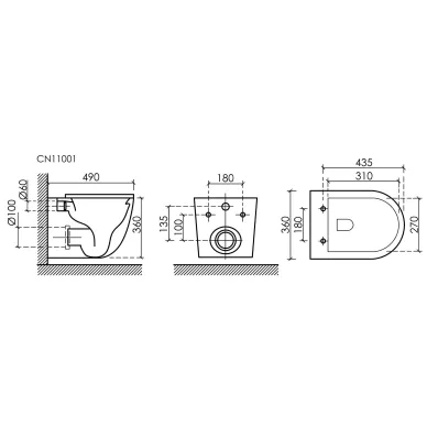 Унитаз подвесной Ceramicanova Uno Rimless CN11001MB, чёрный матовый, с сиденьем микролифт 8