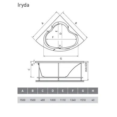 Акриловая ванна Vayer Iryda (Гл000006822) 150х150 5