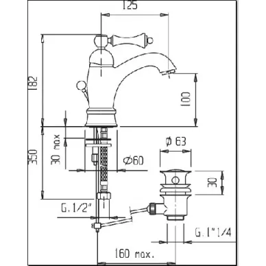 Смеситель для раковины Cezares Margot (LSM1-A-03/24-Bi) золото 24 карат 1