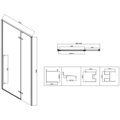 Душевой уголок Vincea Slim-N VSR-5SN1010CL 100х100х195 см, профиль хром/стекло прозрачное 1