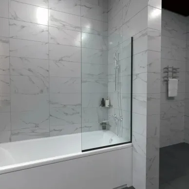 Шторка для ванной Triton Статик-Блэк 70x140 профиль чёрный/стекло прозрачное 0
