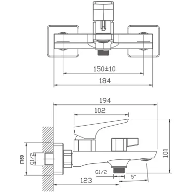 Смеситель для ванны Haiba HB60726 хром 5
