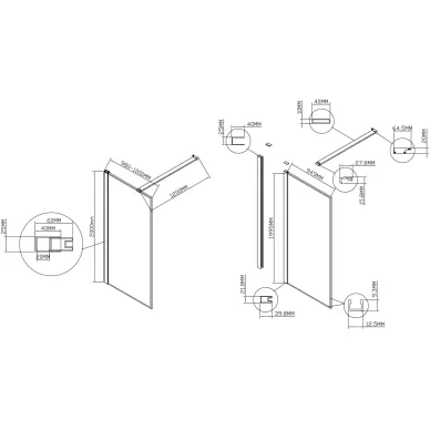 Душевая перегородка Vincea Walk-In VSW-1HS100GFB 100x200 см, профиль чёрный/стекло тонированное 1