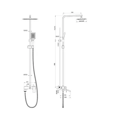 Душевая система Wonzon & Woghand Flex WW-88047072-BN с изливом, брашированный никель 1