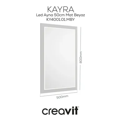 Зеркало Creavit Kayra KY4001.01.MBY 50x80 см, LED, белое матовое 1