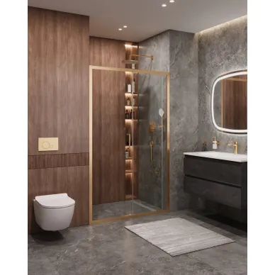 Душевая дверь Cezares Molveno MOLVENO-BF-1-120-C-BORO-IV 120х195, профиль брашированное золото/стекло прозрачное 1