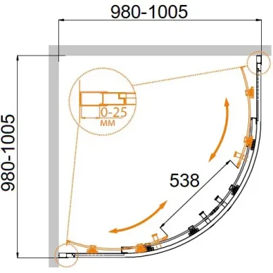 Душевой уголок Cezares Molveno MOLVENO-R-2-100-C-GM-IV 100x100 профиль оружейная сталь/стекло прозрачное 5