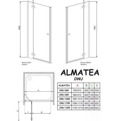 Душевая дверь Radaway Almatea DWJ (30802-01-01N) (80 см) прозрачное стекло (L) 2