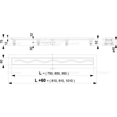 Душевой лоток Alcadrain APZ8 (APZ8-550M) 550 мм 1