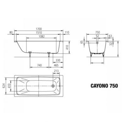 Ванна стальная Kaldewei Cayono 750 (2750.0001.3001) 170x75 Easy-Clean 5