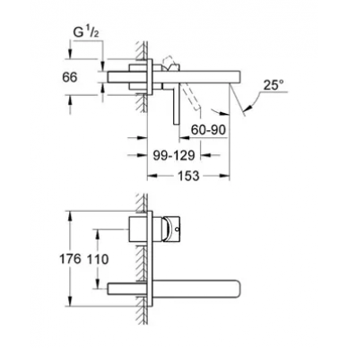 Смеситель для раковины Grohe Lineare (19409000) настенный 1