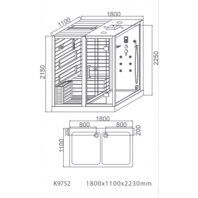 Комбинированная сауна Cerutti SPA Albano Nero-L (CT8347) (180х110) левая, 2 в 1 7