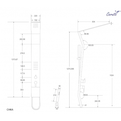 Душевая панель Cerutti SPA Chika В (CT9255) с гидромассажем, чёрная матовая 5